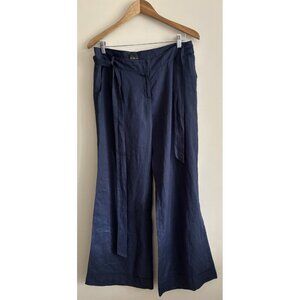 Forever 21 Navy Wide Leg Linen Pants